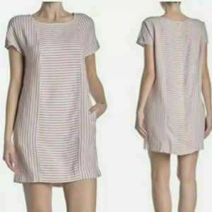 Madewell Stripe-Play Button-Back Tee Dress Size Small Red /White Casual